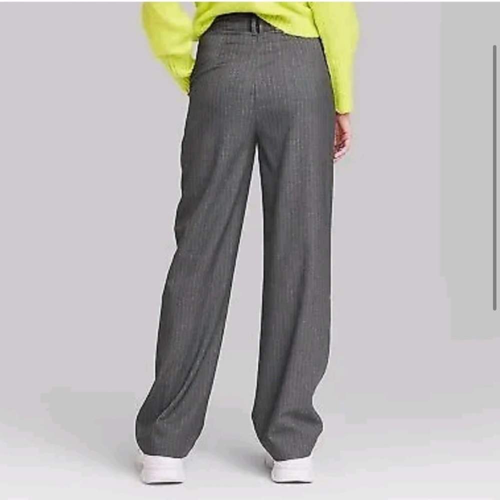 NWT TARGET WILD FABLE Gray Pinstripe Pants 4 wide leg smart pants trousers